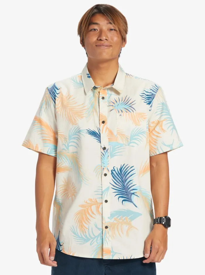 Men Quiksilver Shirts and Polos Tropical Glitch Short Sleeve Shirt Birch Tropical Glitch Men Quiksilver Shirts and Polos Tropical Glitch Short Sleeve Shirt Birch Tropical Glitch