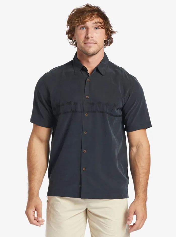 Men Quiksilver Shirts and Polos Waterman Tahiti Palms Premium AntiWrinkle Shirt Black Men Quiksilver Shirts and Polos Waterman Tahiti Palms Premium AntiWrinkle Shirt Black