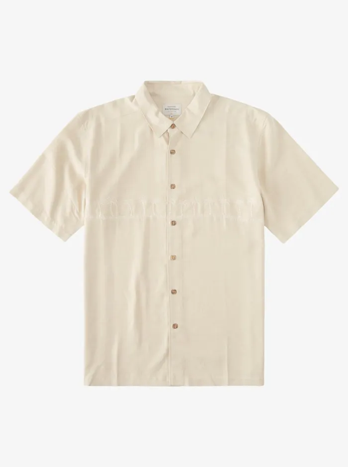 Men Quiksilver Shirts and Polos Waterman Tahiti Palms Premium AntiWrinkle Shirt Brown Rice