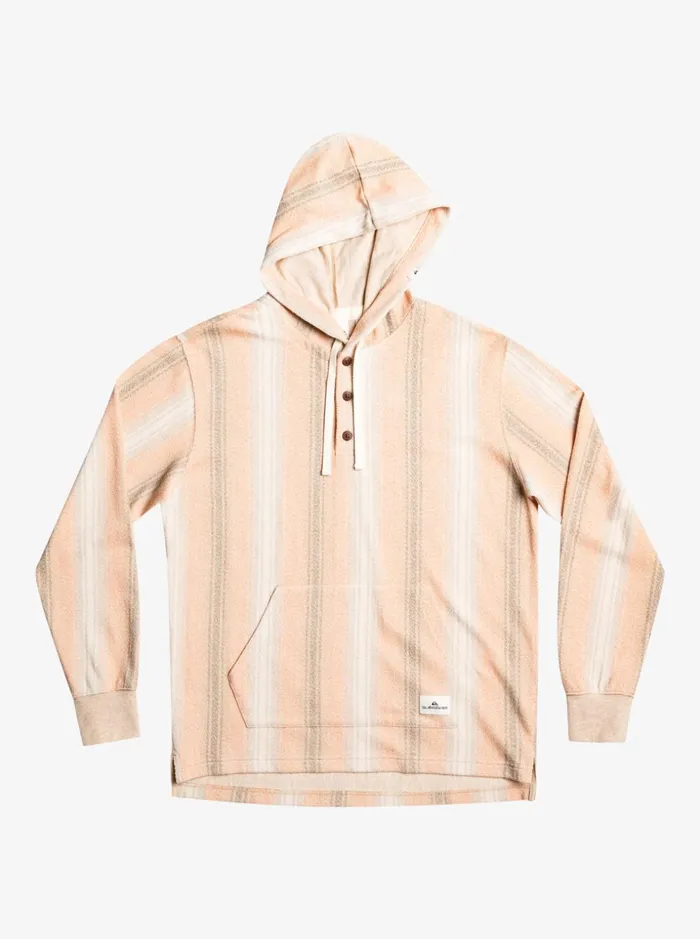 Men Quiksilver Sweatshirts and Hoodies Baja Henley Hoodie Praline Baja Stripe