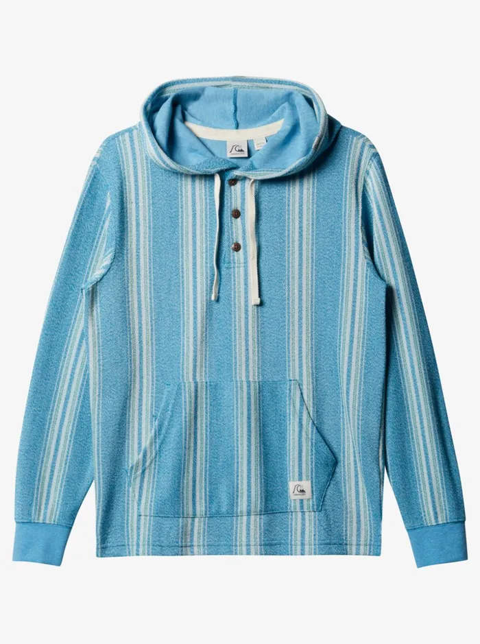 Men Quiksilver Sweatshirts and Hoodies Baja Henley Hoodie Seaport Baja Vertical