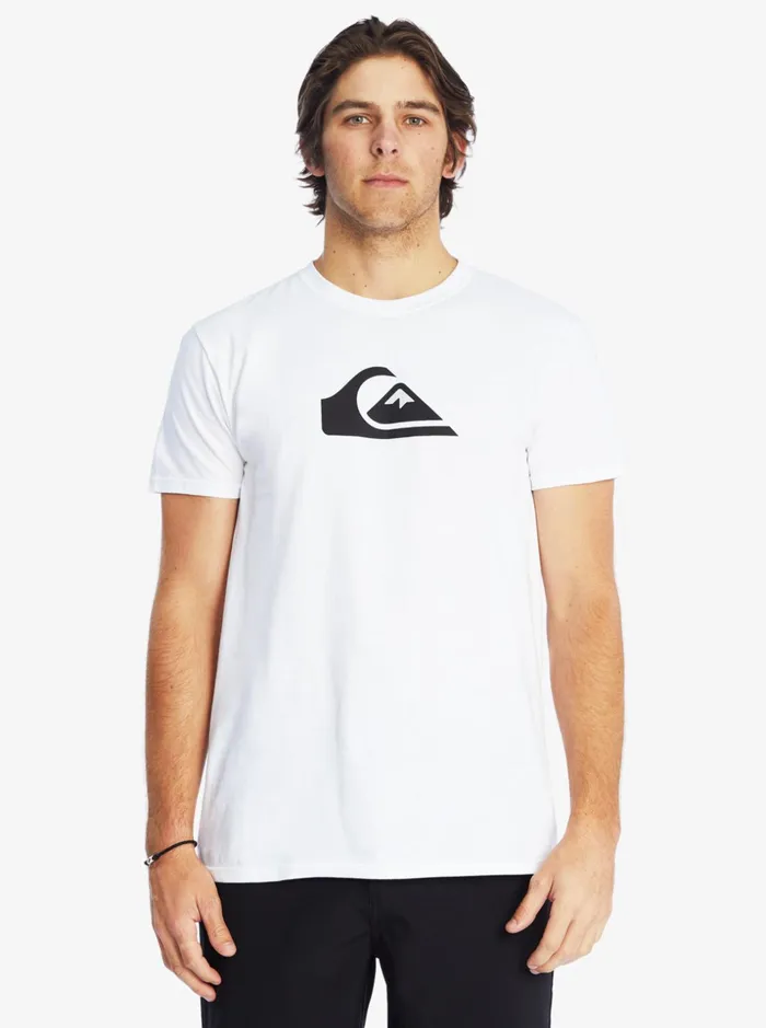Men Quiksilver Tees Comp Logo TShirt White Men Quiksilver Tees Comp Logo TShirt White