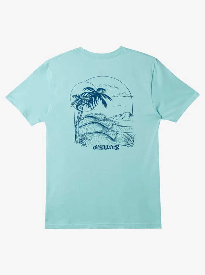 Men Quiksilver Tees Escape Route TShirt Angel Blue Men Quiksilver Tees Escape Route TShirt Angel Blue