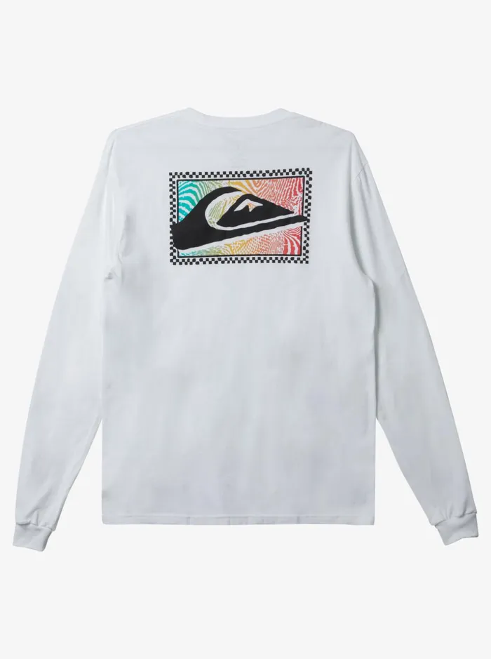 Men Quiksilver Tees Gradient Prints Long Sleeve TShirt White Men Quiksilver Tees Gradient Prints Long Sleeve TShirt White