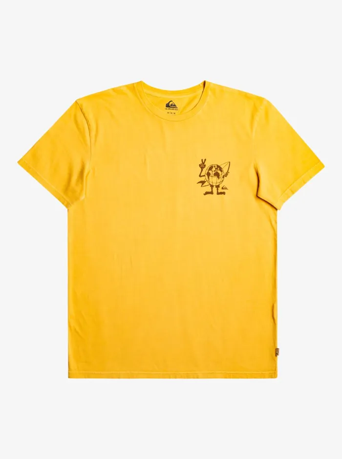 Men Quiksilver Tees Hidden Message TShirt Golden Rod