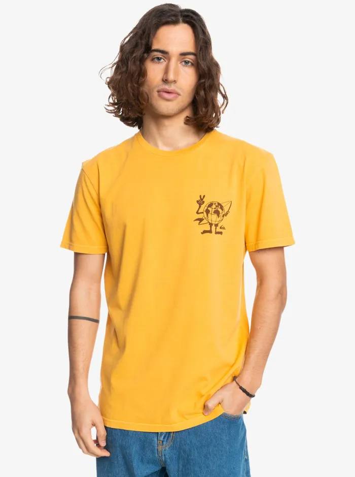 Men Quiksilver Tees Hidden Message TShirt Golden Rod Men Quiksilver Tees Hidden Message TShirt Golden Rod