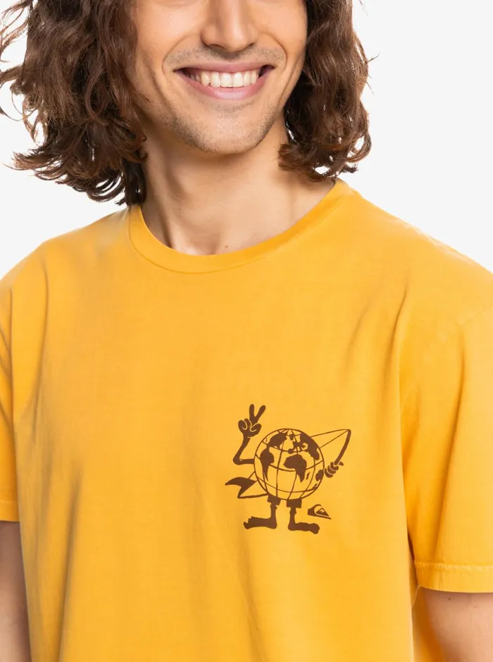 Men Quiksilver Tees Hidden Message TShirt Golden Rod Men Quiksilver Tees Hidden Message TShirt Golden Rod