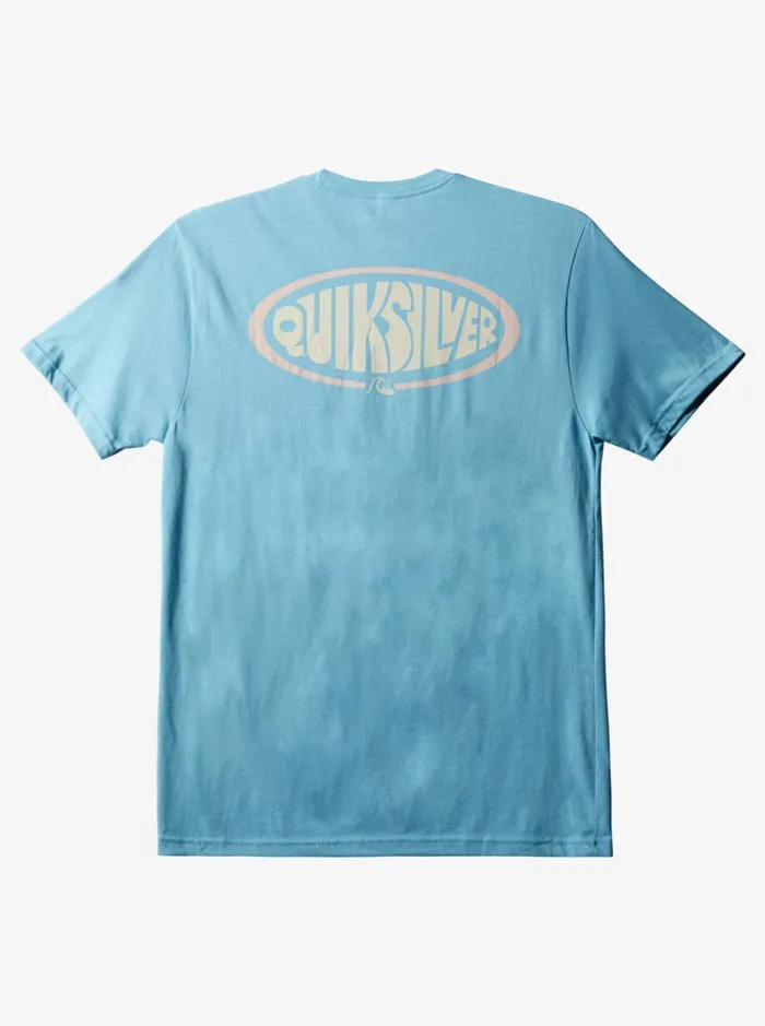 Men Quiksilver Tees Oval Script TShirt Delphinium Blue Men Quiksilver Tees Oval Script TShirt Delphinium Blue