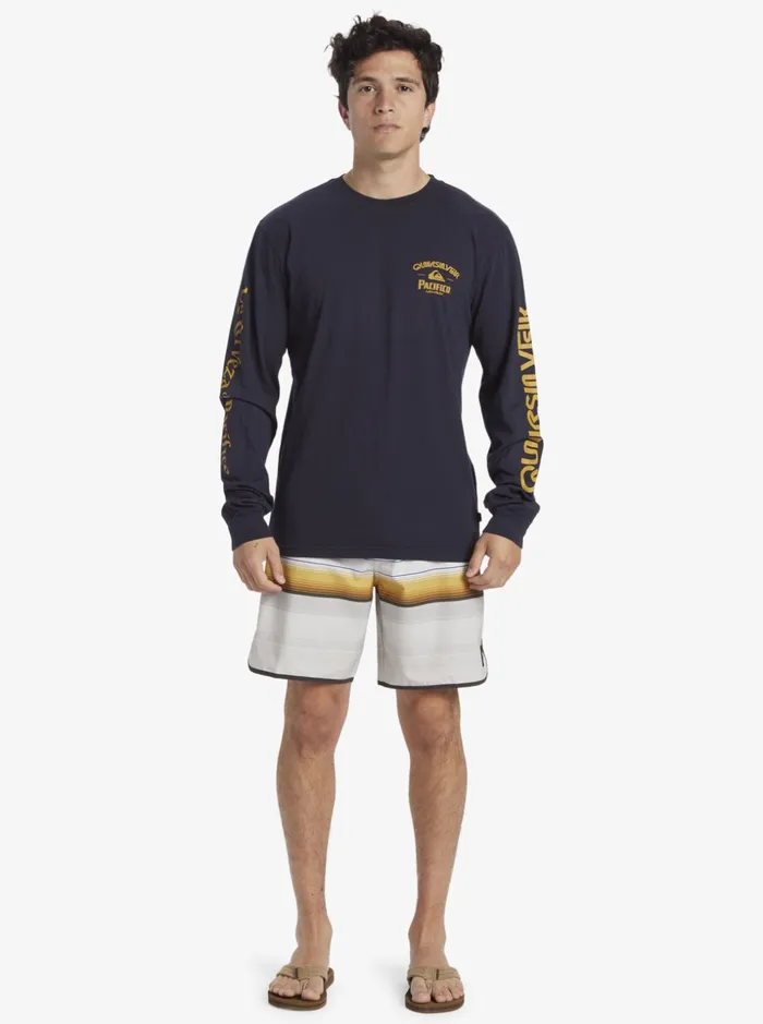 Men Quiksilver Tees Quiksilver X Pacifico Straight Shooter Long Sleeve TShirt Navy Blazer
