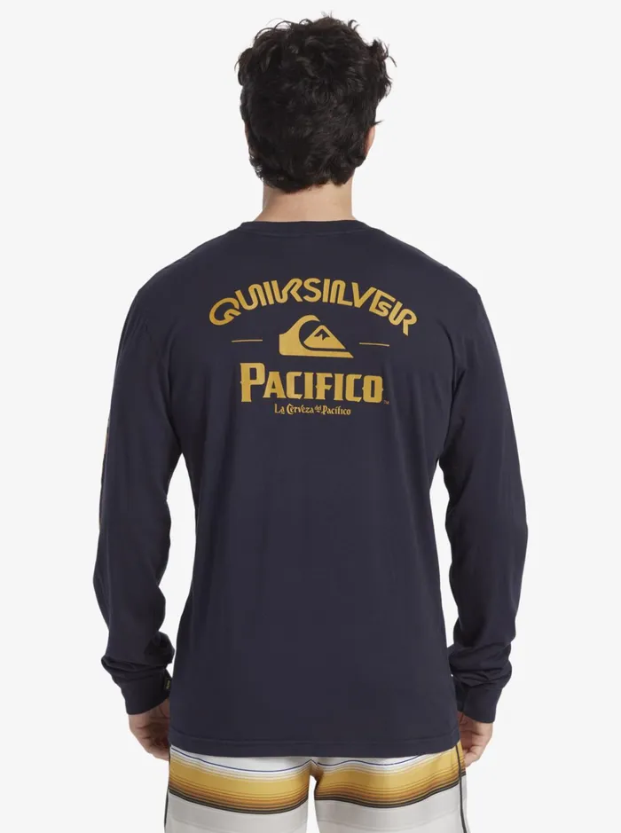 Men Quiksilver Tees Quiksilver X Pacifico Straight Shooter Long Sleeve TShirt Navy Blazer