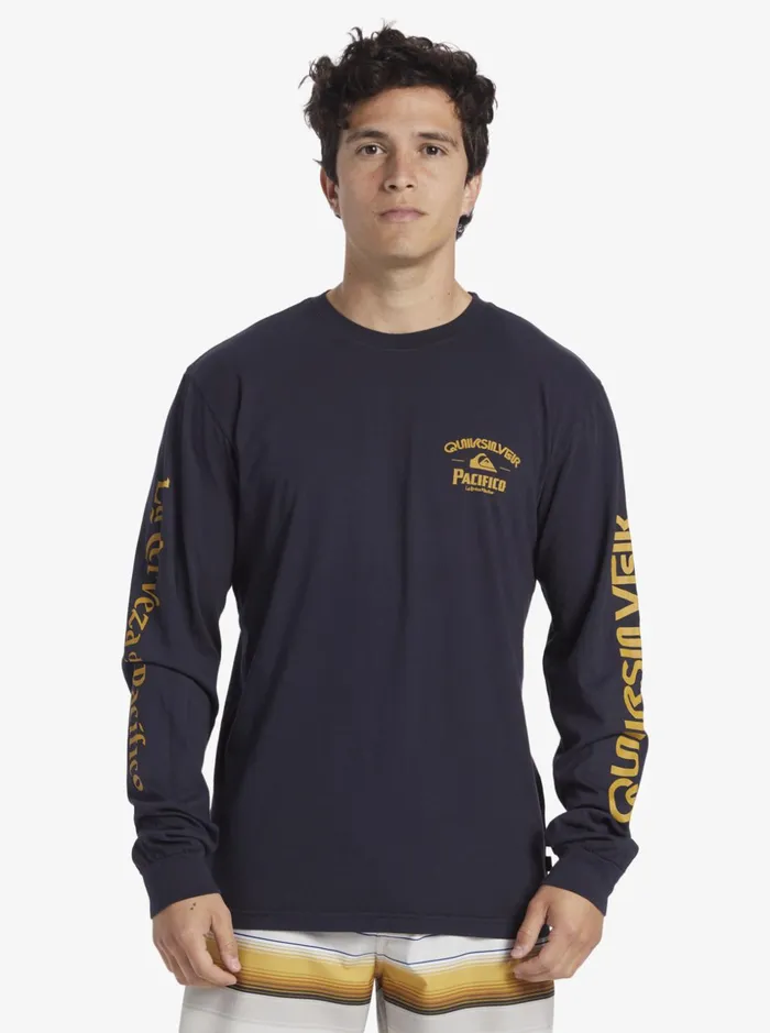 Men Quiksilver Tees Quiksilver X Pacifico Straight Shooter Long Sleeve TShirt Navy Blazer