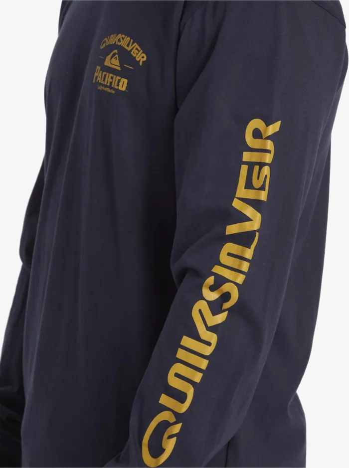 Men Quiksilver Tees Quiksilver X Pacifico Straight Shooter Long Sleeve TShirt Navy Blazer