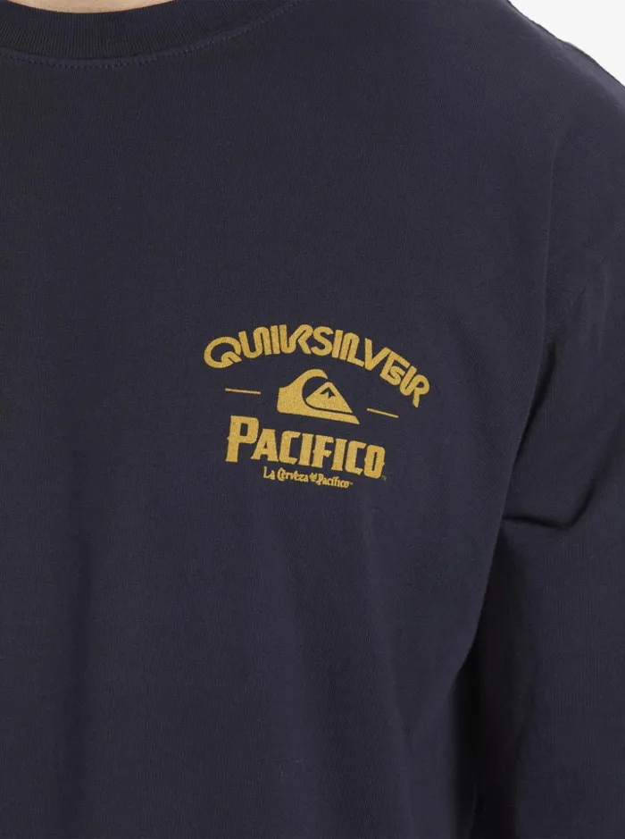 Men Quiksilver Tees Quiksilver X Pacifico Straight Shooter Long Sleeve TShirt Navy Blazer