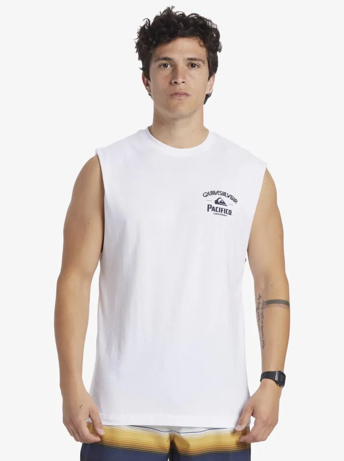 Men Quiksilver Tees Quiksilver X Pacifico Straight Shooter Tank White