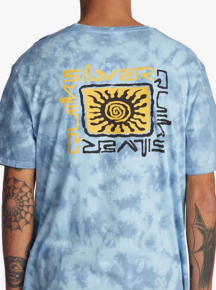 Men Quiksilver Tees Slow Dive TShirt Faded Denim Men Quiksilver Tees Slow Dive TShirt Faded Denim