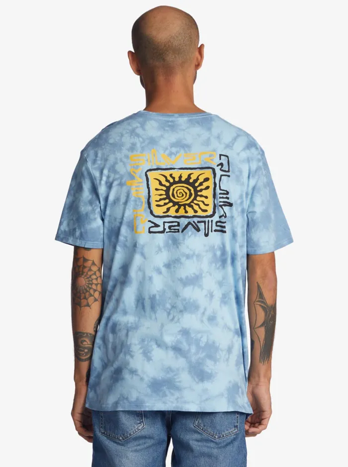 Men Quiksilver Tees Slow Dive TShirt Faded Denim Men Quiksilver Tees Slow Dive TShirt Faded Denim