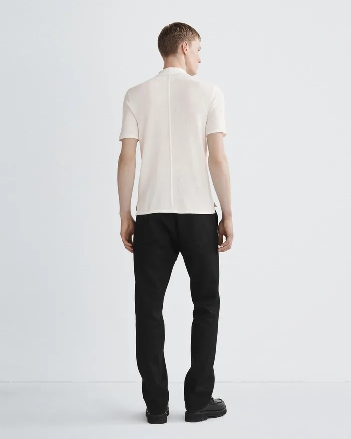 Men Rag and Bone Polos Harvey Cotton Knit Short Sleeve Polo Ivory Men Rag and Bone Polos Harvey Cotton Knit Short Sleeve Polo Ivory