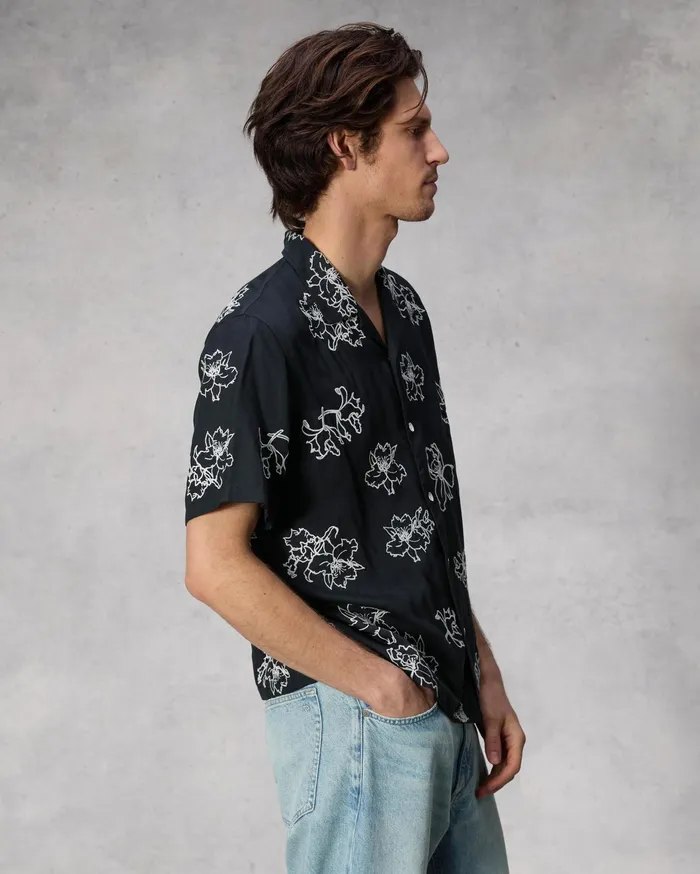 Men Rag and Bone Shirts Avery Resort Embroidered Shirt Black Men Rag and Bone Shirts Avery Resort Embroidered Shirt Black
