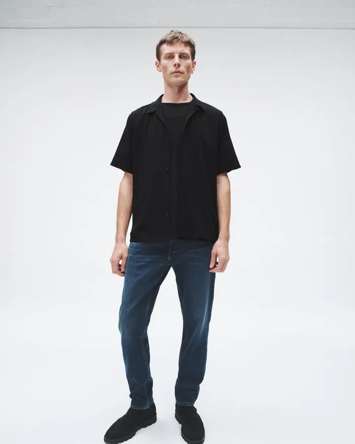 Men Rag and Bone Shirts Avery Viscose Shirt Black