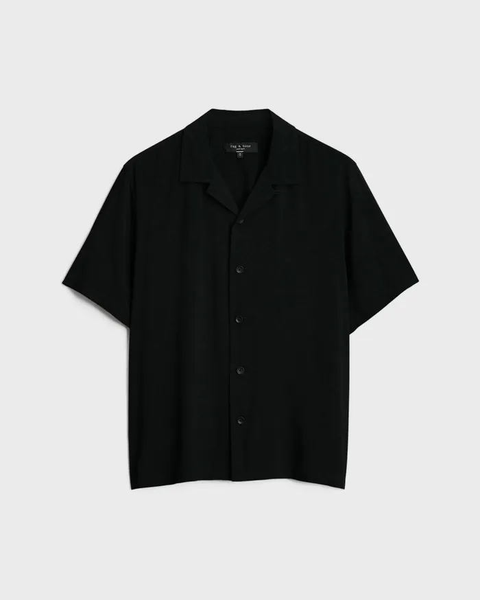 Men Rag and Bone Shirts Avery Viscose Shirt Black