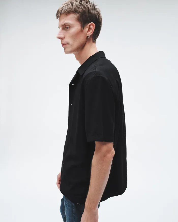 Men Rag and Bone Shirts Avery Viscose Shirt Black