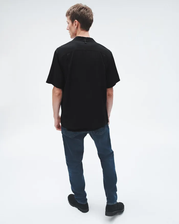 Men Rag and Bone Shirts Avery Viscose Shirt Black