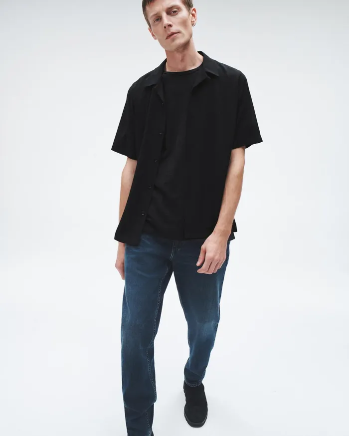 Men Rag and Bone Shirts Avery Viscose Shirt Black