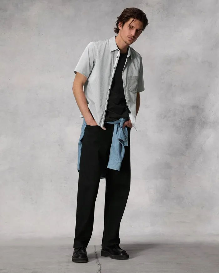 Men Rag and Bone Shirts Dalton Striped Cotton Nylon Shirt Brown Stripe Men Rag and Bone Shirts Dalton Striped Cotton Nylon Shirt Brown Stripe