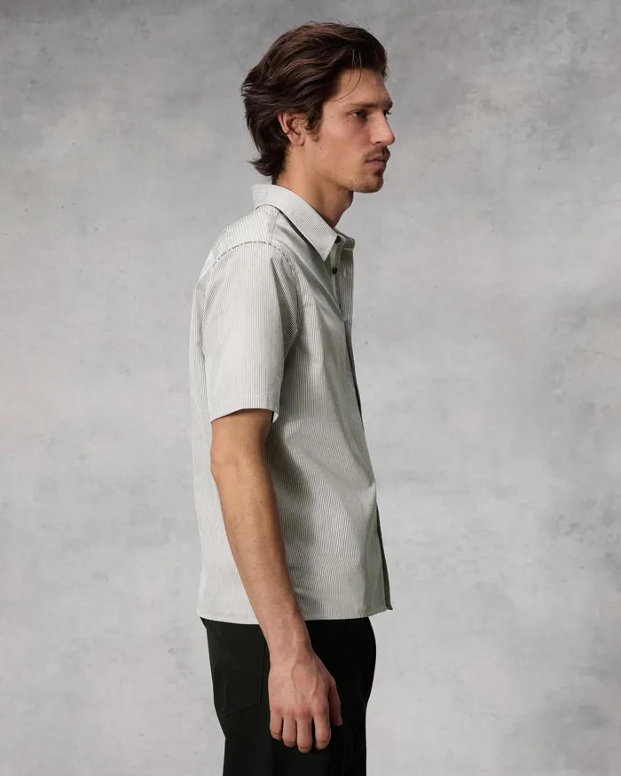 Men Rag and Bone Shirts Dalton Striped Cotton Nylon Shirt Brown Stripe Men Rag and Bone Shirts Dalton Striped Cotton Nylon Shirt Brown Stripe