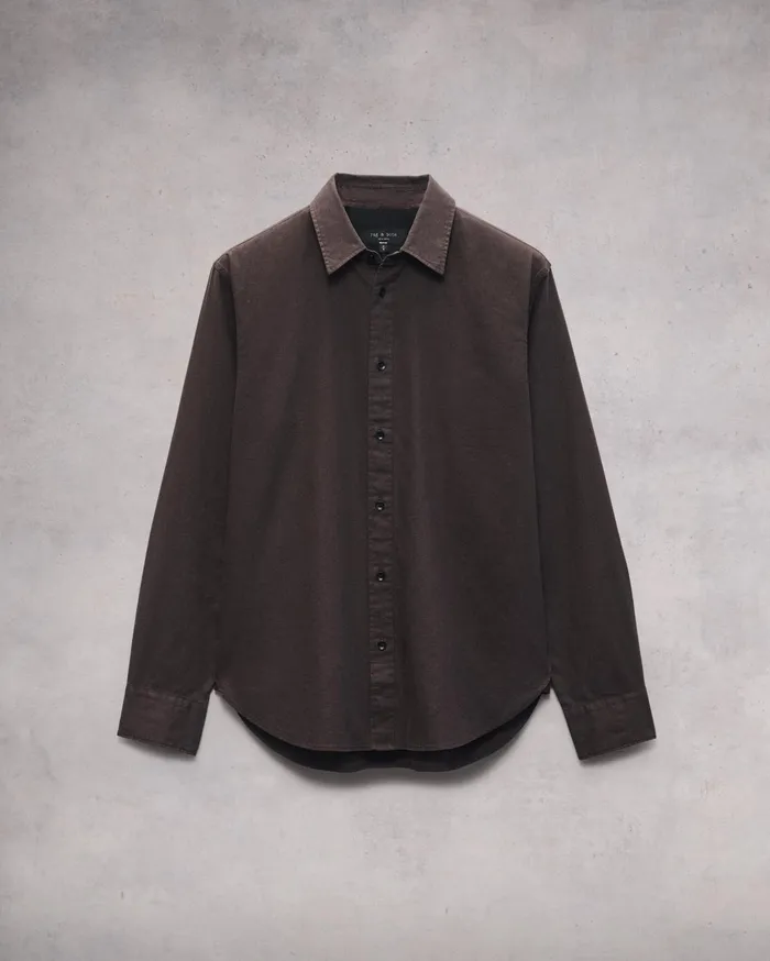 Men Rag and Bone Shirts Finch Cotton Hemp Shirt Washed Brown Men Rag and Bone Shirts Finch Cotton Hemp Shirt Washed Brown