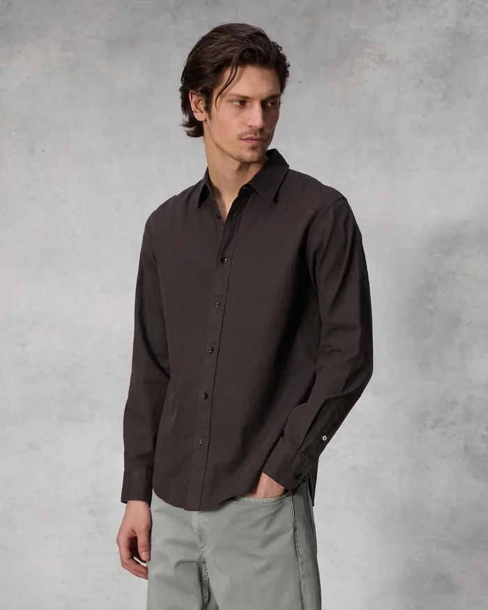 Men Rag and Bone Shirts Finch Cotton Hemp Shirt Washed Brown Men Rag and Bone Shirts Finch Cotton Hemp Shirt Washed Brown
