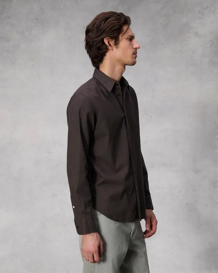 Men Rag and Bone Shirts Finch Cotton Hemp Shirt Washed Brown Men Rag and Bone Shirts Finch Cotton Hemp Shirt Washed Brown