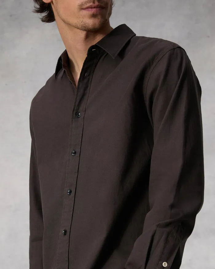 Men Rag and Bone Shirts Finch Cotton Hemp Shirt Washed Brown Men Rag and Bone Shirts Finch Cotton Hemp Shirt Washed Brown