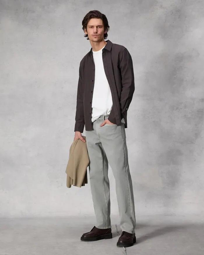 Men Rag and Bone Shirts Finch Cotton Hemp Shirt Washed Brown Men Rag and Bone Shirts Finch Cotton Hemp Shirt Washed Brown