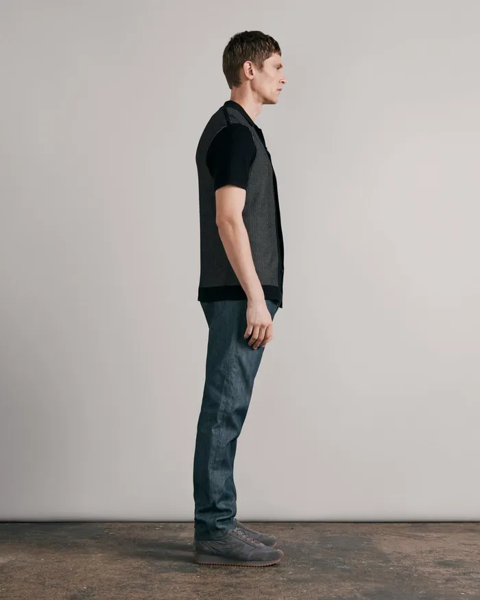 Men Rag and Bone Shirts Harvey Cotton Knit Camp Shirt Black White Men Rag and Bone Shirts Harvey Cotton Knit Camp Shirt Black White