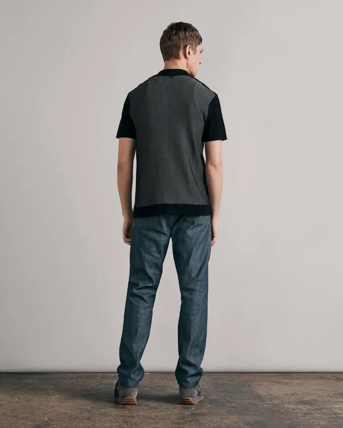 Men Rag and Bone Shirts Harvey Cotton Knit Camp Shirt Black White Men Rag and Bone Shirts Harvey Cotton Knit Camp Shirt Black White