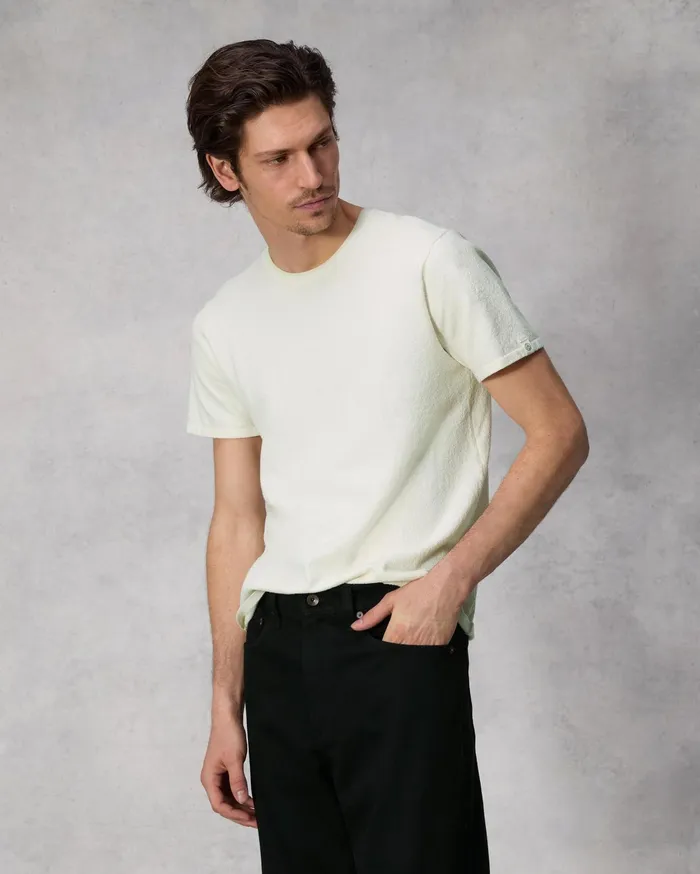 Men Rag and Bone Sweaters Classic Zuma Toweling Tee Ivory