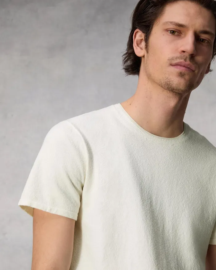 Men Rag and Bone Sweaters Classic Zuma Toweling Tee Ivory Men Rag and Bone Sweaters Classic Zuma Toweling Tee Ivory
