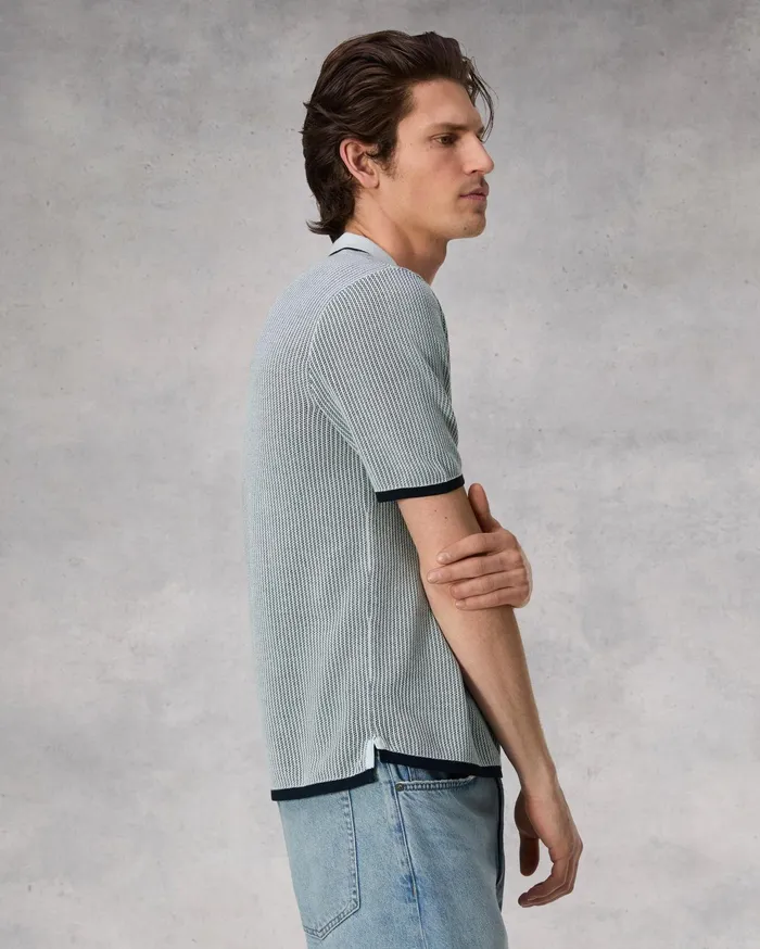 Men Rag and Bone Sweaters Harvey Polo Sky Blue Men Rag and Bone Sweaters Harvey Polo Sky Blue