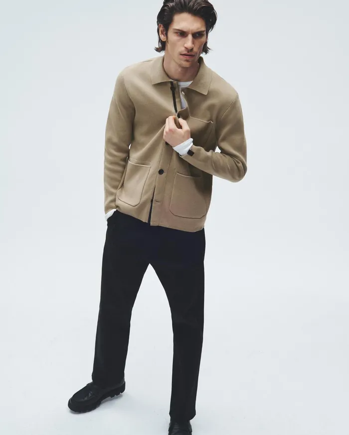 Men Rag and Bone Sweaters Jayden Cotton Chore Cardigan Light Tan Men Rag and Bone Sweaters Jayden Cotton Chore Cardigan Light Tan