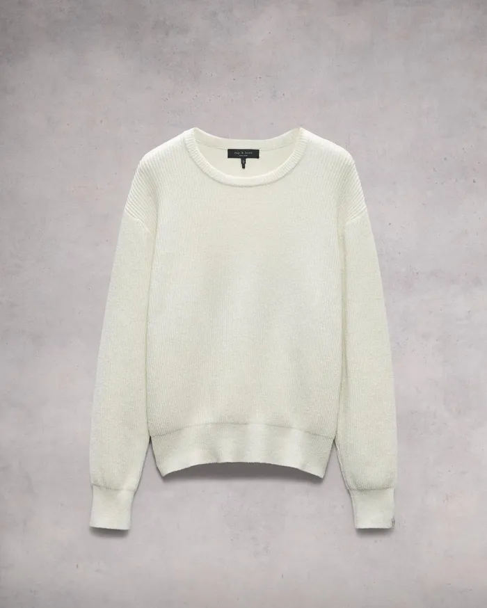 Men Rag and Bone Sweaters Zuma Toweling Crew Ivory Men Rag and Bone Sweaters Zuma Toweling Crew Ivory