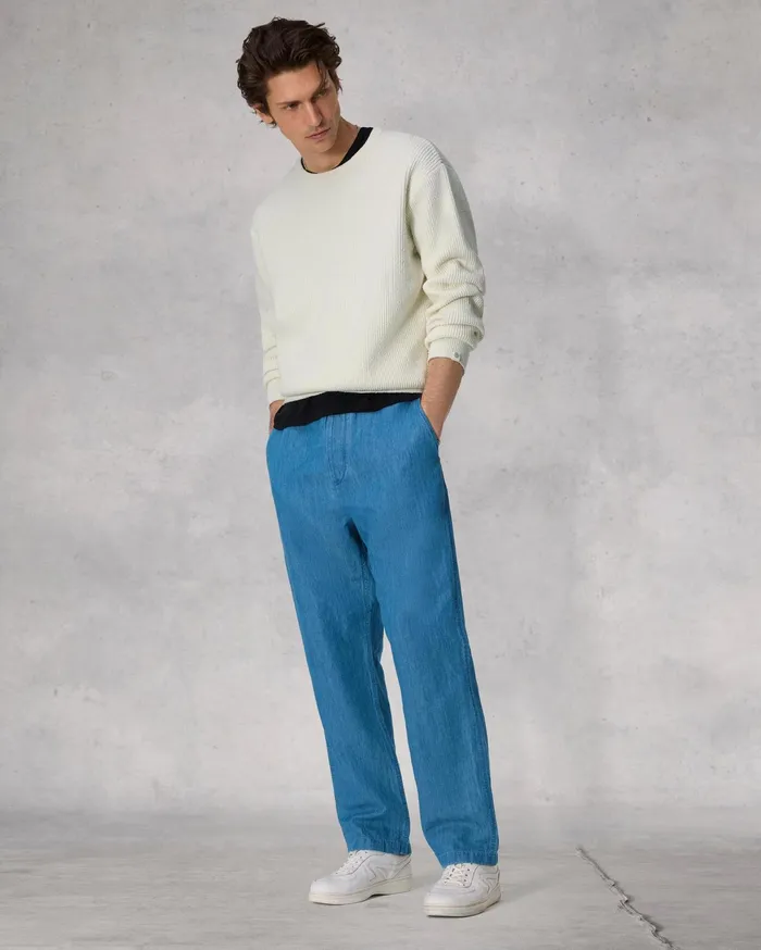 Men Rag and Bone Sweaters Zuma Toweling Crew Ivory Men Rag and Bone Sweaters Zuma Toweling Crew Ivory