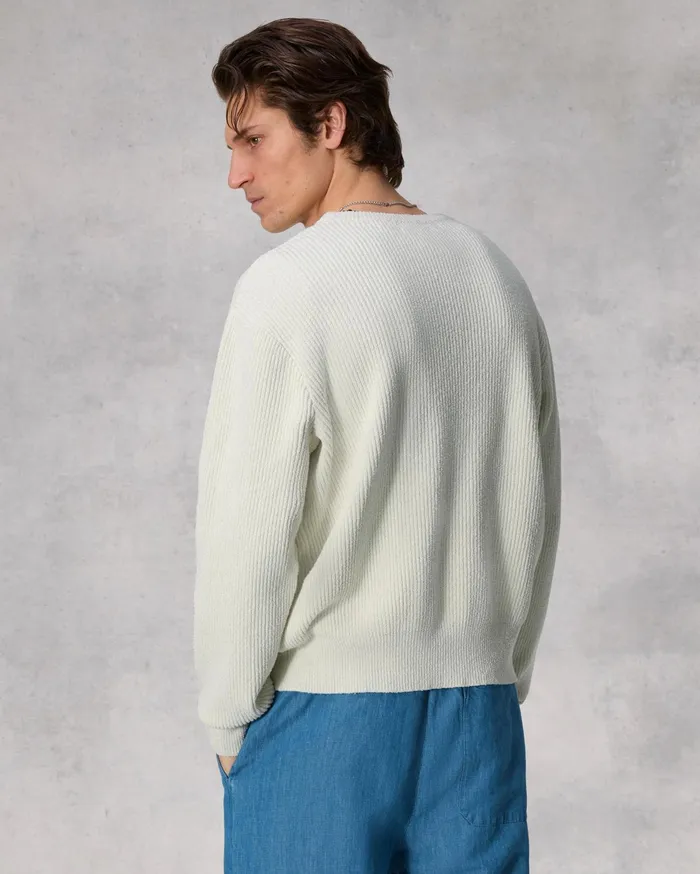 Men Rag and Bone Sweaters Zuma Toweling Crew Ivory Men Rag and Bone Sweaters Zuma Toweling Crew Ivory