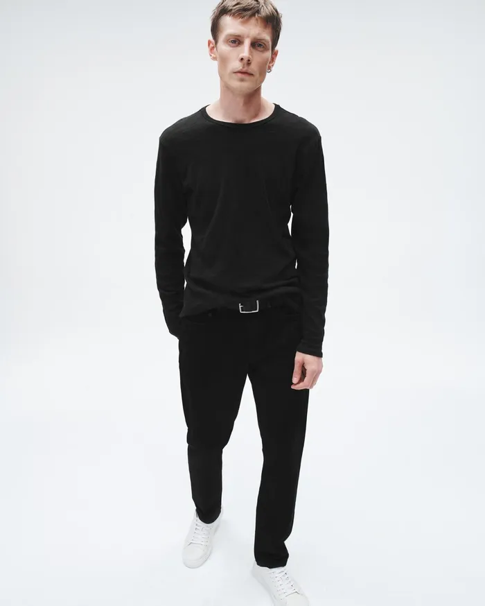 Men Rag and Bone TShirts Classic Flame Long Sleeve Tee Black