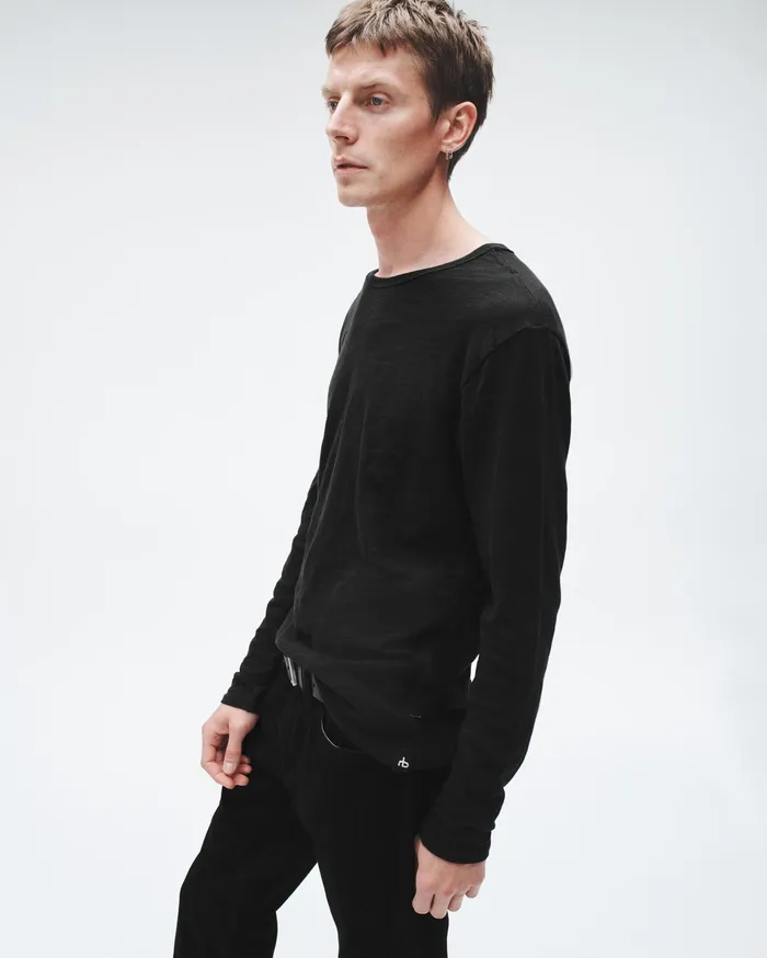 Men Rag and Bone TShirts Classic Flame Long Sleeve Tee Black Men Rag and Bone TShirts Classic Flame Long Sleeve Tee Black
