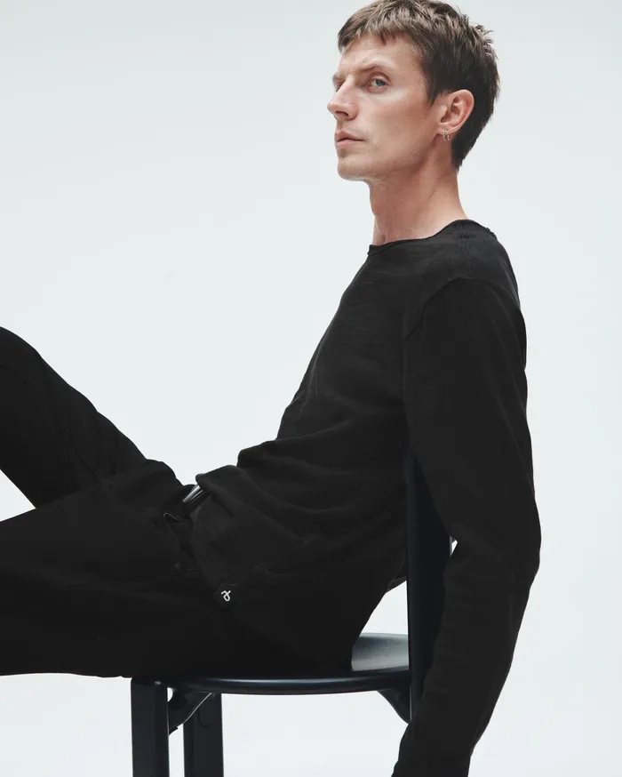 Men Rag and Bone TShirts Classic Flame Long Sleeve Tee Black Men Rag and Bone TShirts Classic Flame Long Sleeve Tee Black