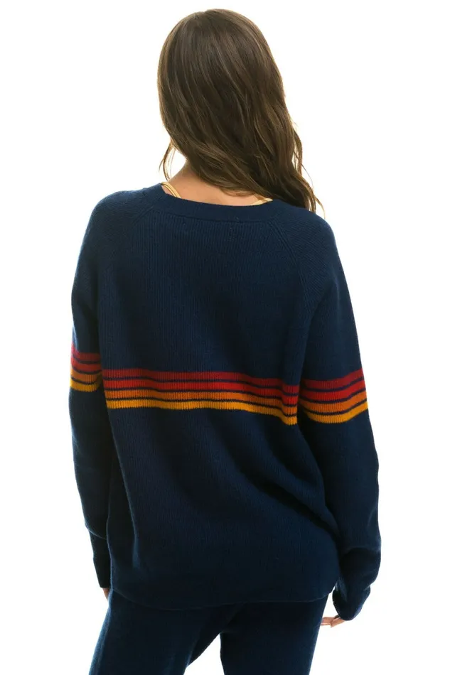 Men RAINBOW STRIPE 4 UNISEX CASHMERE SWEATER 8211 MIDNIGHT Aviator Nation CrewSweatshirts Men RAINBOW STRIPE 4 UNISEX CASHMERE SWEATER 8211 MIDNIGHT Aviator Nation CrewSweatshirts
