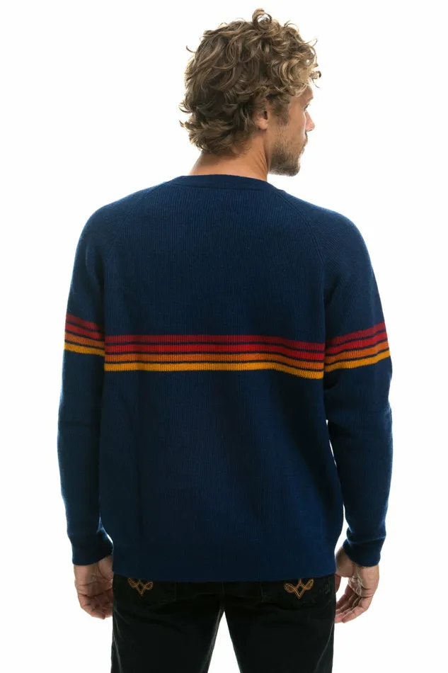 Men RAINBOW STRIPE 4 UNISEX CASHMERE SWEATER 8211 MIDNIGHT Aviator Nation CrewSweatshirts Men RAINBOW STRIPE 4 UNISEX CASHMERE SWEATER 8211 MIDNIGHT Aviator Nation CrewSweatshirts