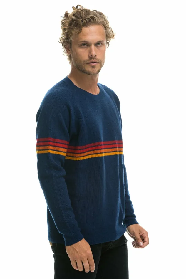 Men RAINBOW STRIPE 4 UNISEX CASHMERE SWEATER 8211 MIDNIGHT Aviator Nation CrewSweatshirts Men RAINBOW STRIPE 4 UNISEX CASHMERE SWEATER 8211 MIDNIGHT Aviator Nation CrewSweatshirts