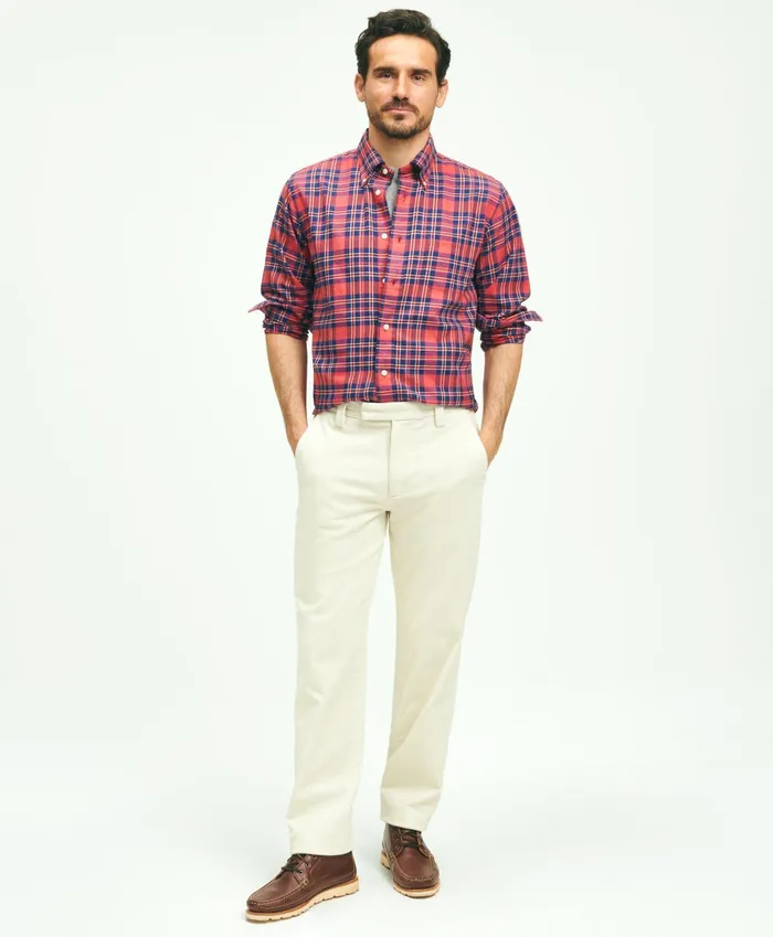 Men Regular Fit Cotton WideWale Corduroy Pants Natural Brooks Brothers Chinos and Casual Pants